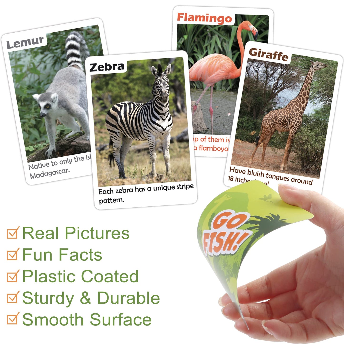 BenBen Go Fish Card Game for Kids | 104 Safari Animal Cards with Real Photos