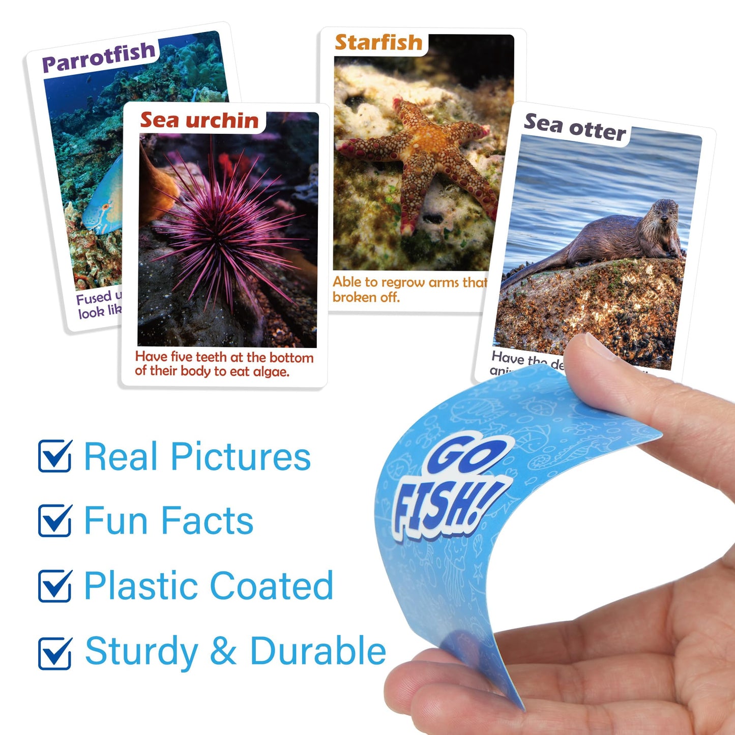 BenBen Go Fish Card Game for Kids – 104 Ocean Cards, Real Photos & Learning Fun