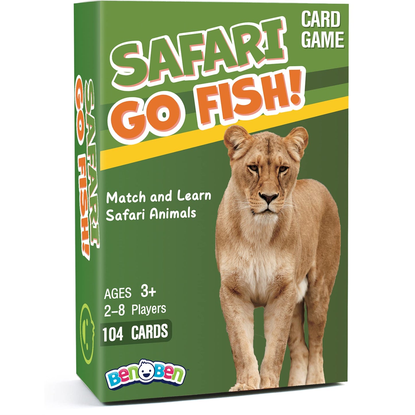 BenBen Go Fish Card Game for Kids | 104 Safari Animal Cards with Real Photos