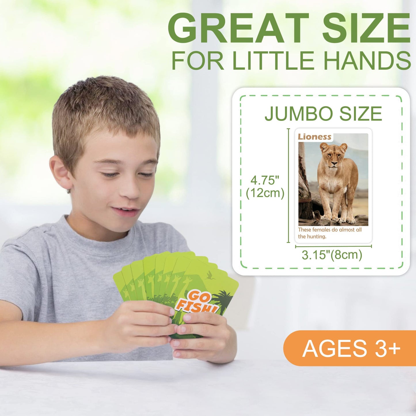 BenBen Go Fish Card Game for Kids | 104 Safari Animal Cards with Real Photos