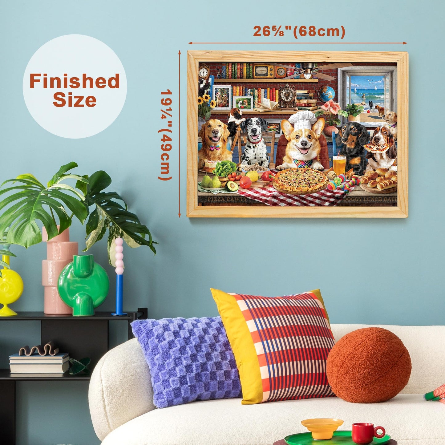 BenBen 1000-Piece Dog Puzzle: Dogs' Dinner Party with Back Letter Hints