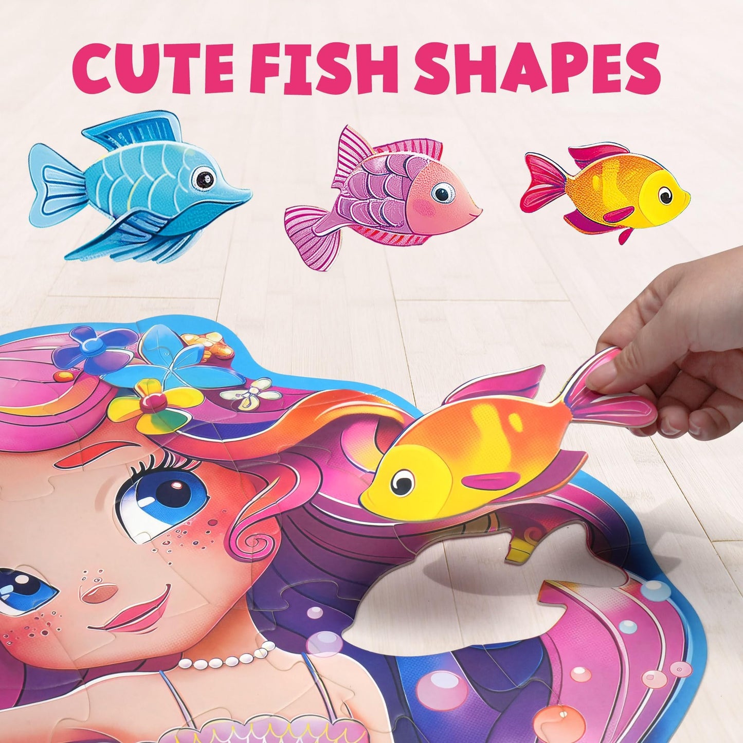 BenBen Floor Puzzle – 52-Piece Jumbo Mermaid for Kids (26x27.5 in)