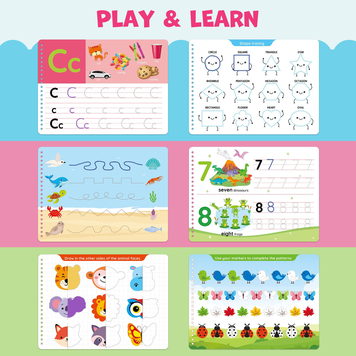BenBen Preschool Learning Activities — 52-Page Tracing & Writing Workbook for Ages 3-5