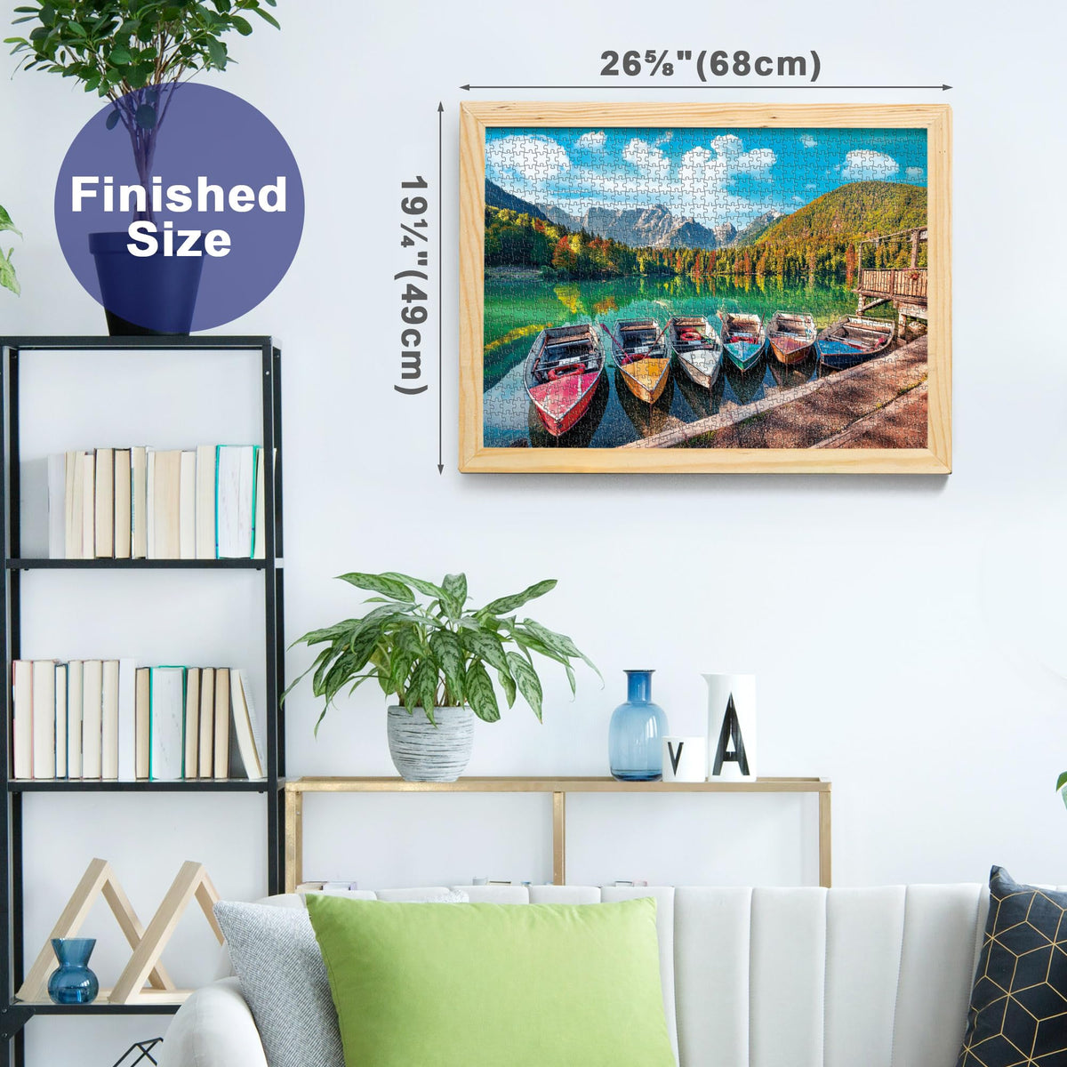 BenBen 1000-Piece Puzzle for Adults | Fusine Lake Scene, Letters on Back
