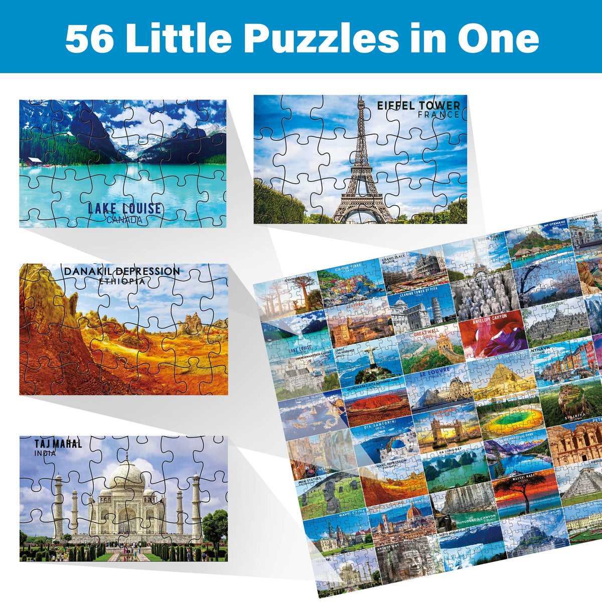 BenBen 1000-Piece World Landmarks Puzzle – 56 Famous Destinations (Letters on Back)