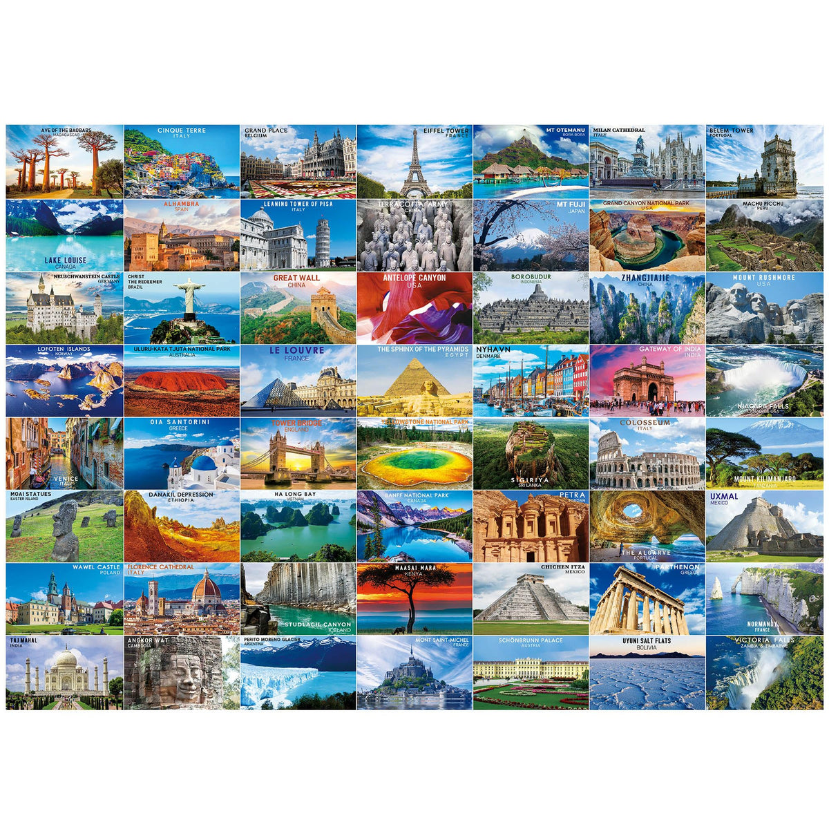 BenBen 1000-Piece World Landmarks Puzzle – 56 Famous Destinations (Letters on Back)