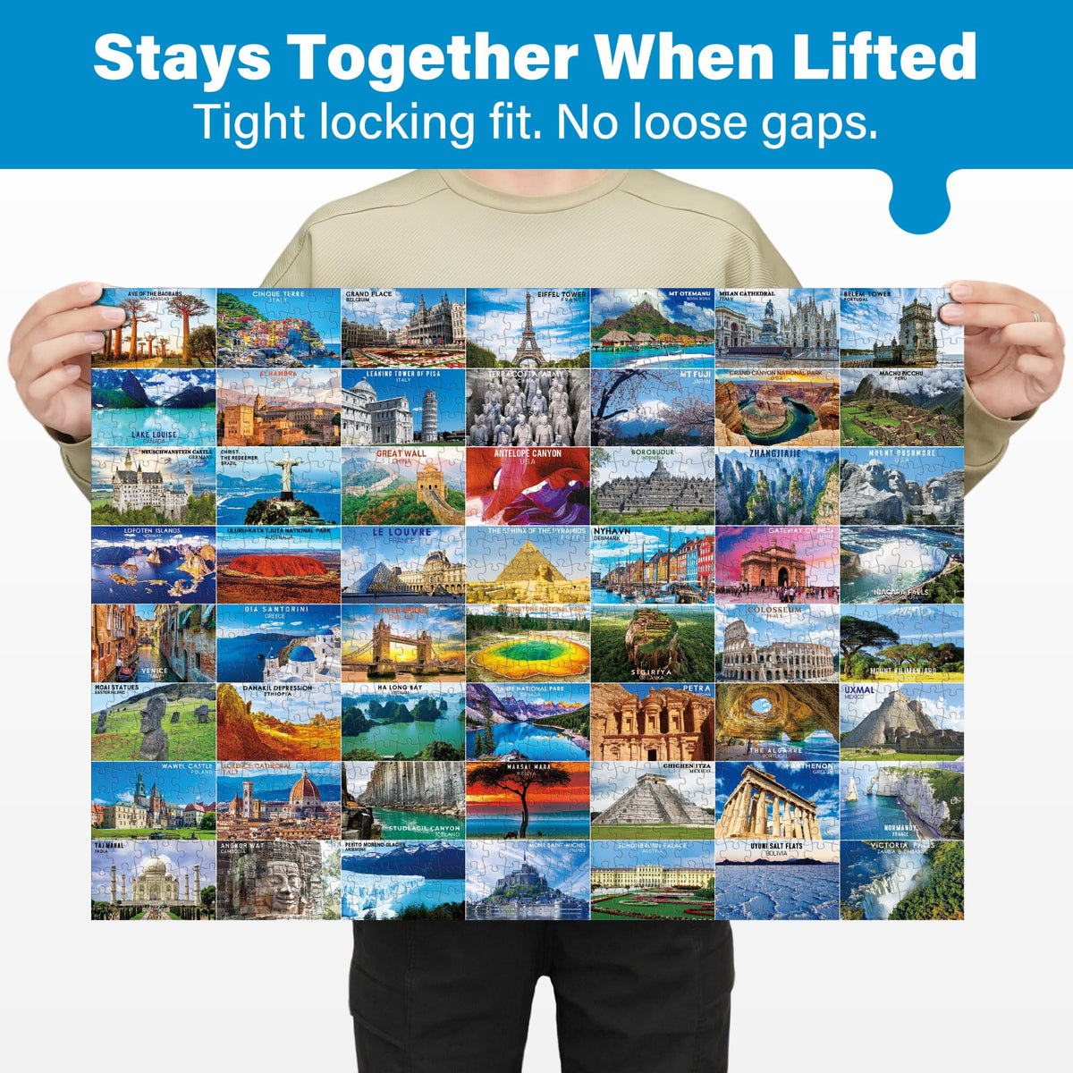 BenBen 1000-Piece World Landmarks Puzzle – 56 Famous Destinations (Letters on Back)