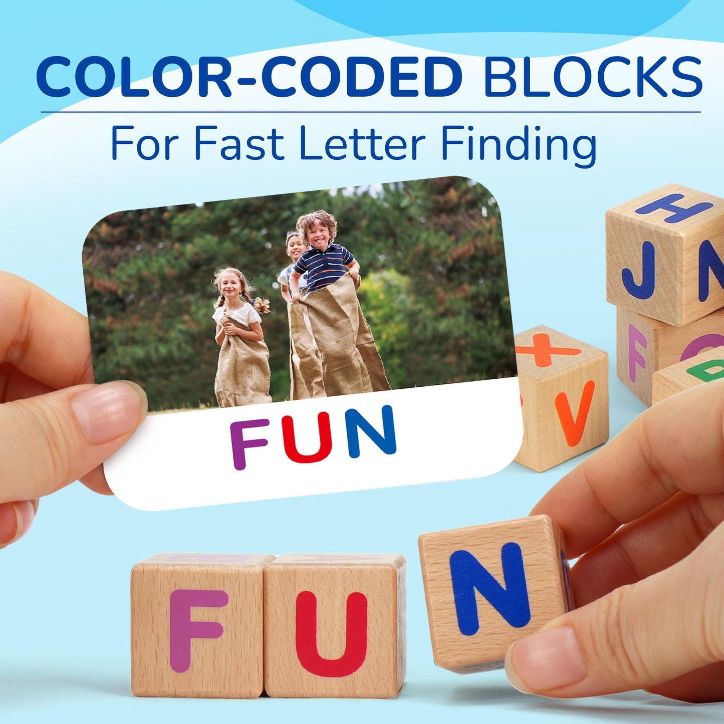 BenBen Spelling Games with Flash Cards | Montessori Wooden Letters for 3-6 Year Olds