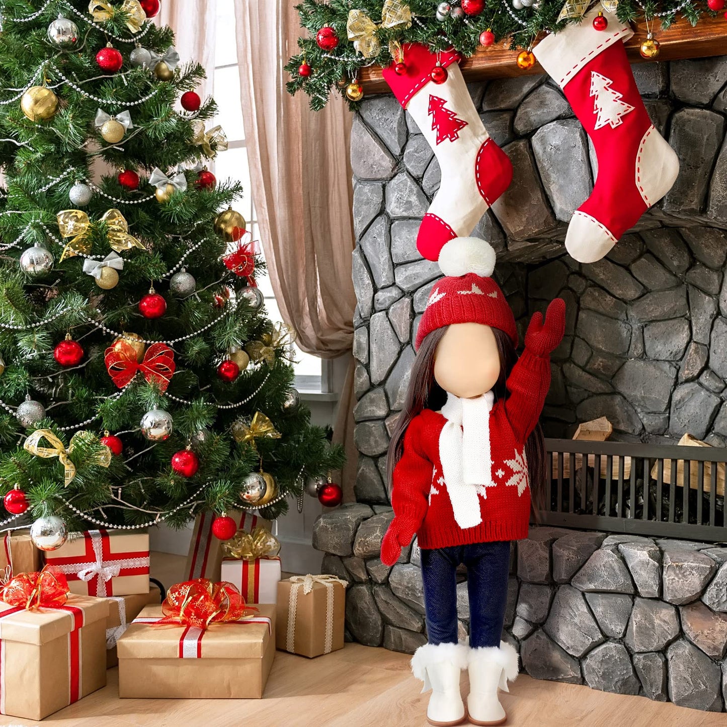 Bencailor 6-Piece 18-Inch Christmas Doll Clothes Set | Red & White Winter Outfit Kit