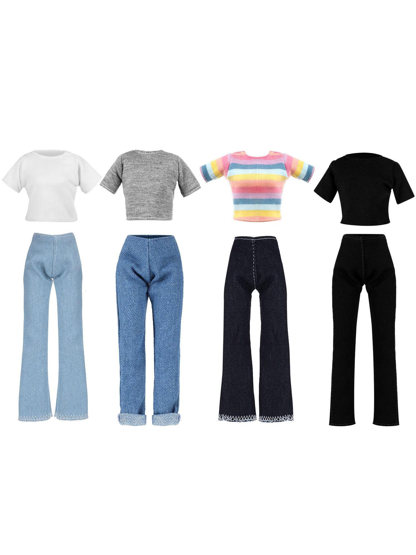 Bencailor 8 Pieces Christmas Doll Clothes Set for 11.5-Inch Dolls – Sweaters, Denim Pants & T‑Shirt