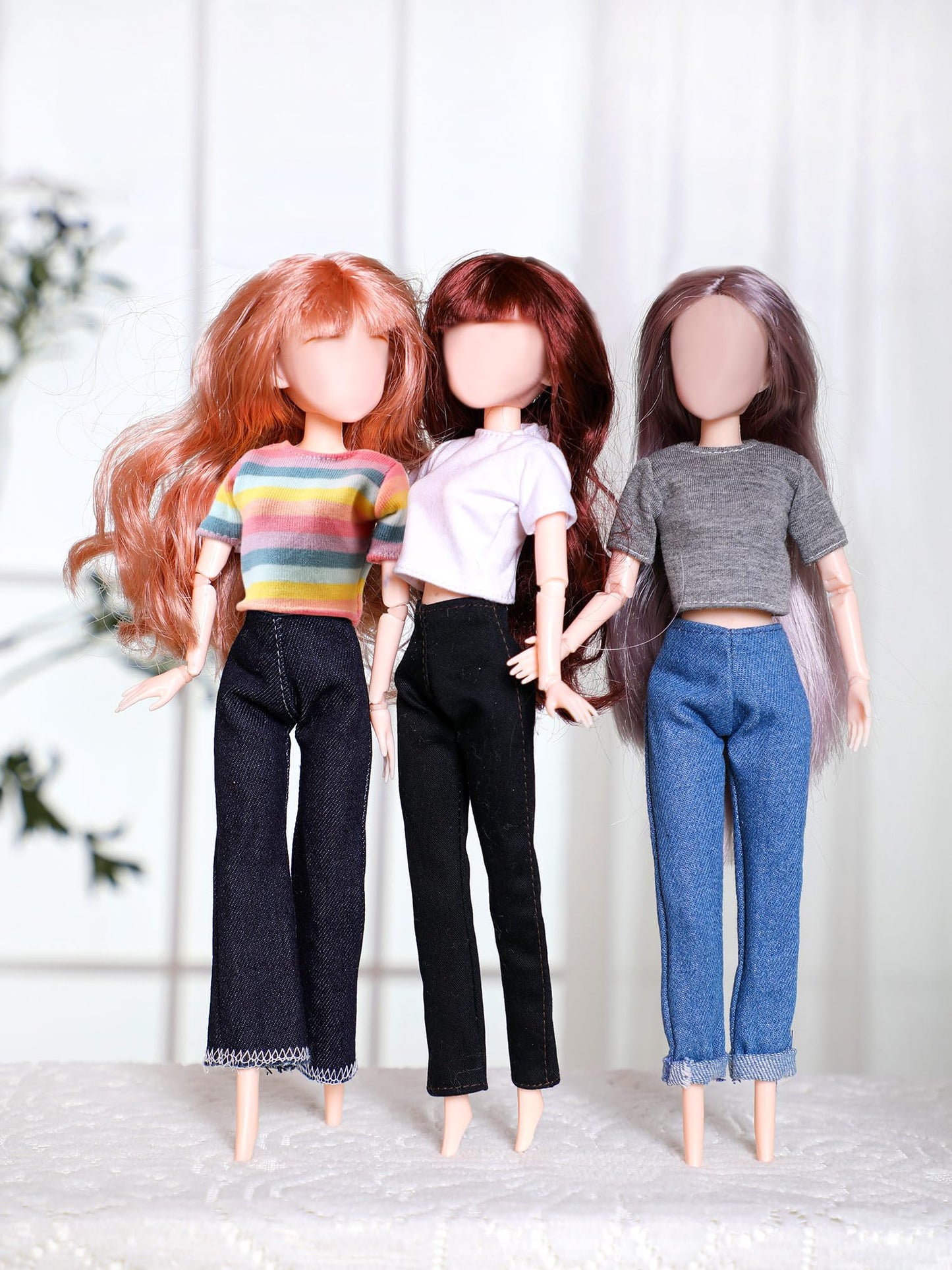 Bencailor 8 Pieces Christmas Doll Clothes Set for 11.5-Inch Dolls – Sweaters, Denim Pants & T‑Shirt