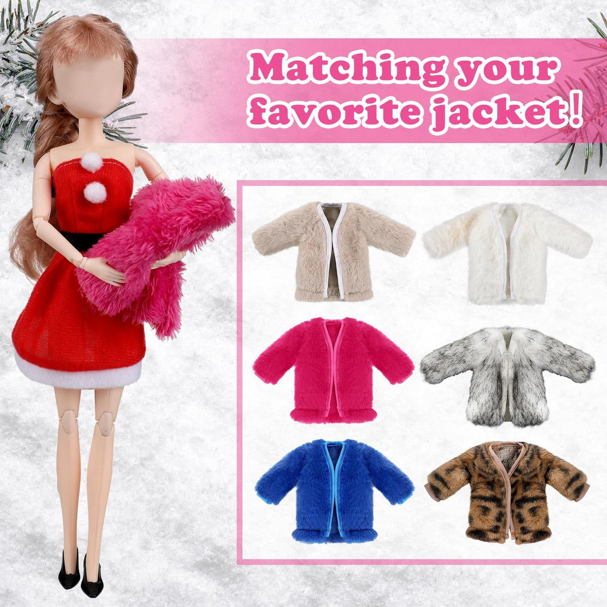 Bencailor 6 Pcs Doll Clothes Set for 11.8-Inch Dolls – Winter Coat, Tops, Swimwear, Dress