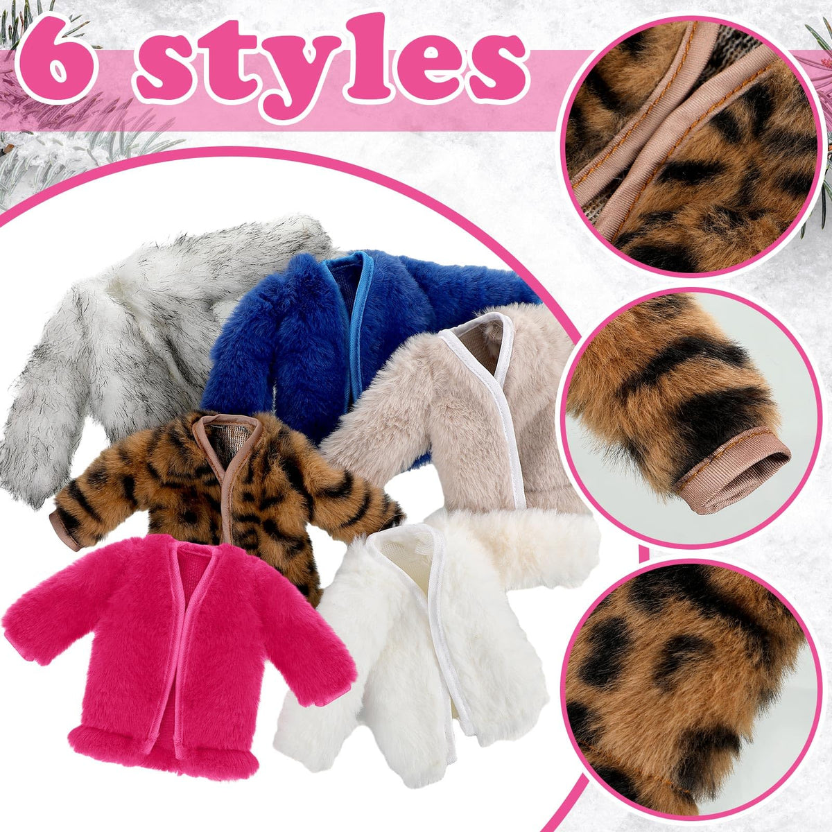 Bencailor 6 Pcs Doll Clothes Set for 11.8-Inch Dolls – Winter Coat, Tops, Swimwear, Dress