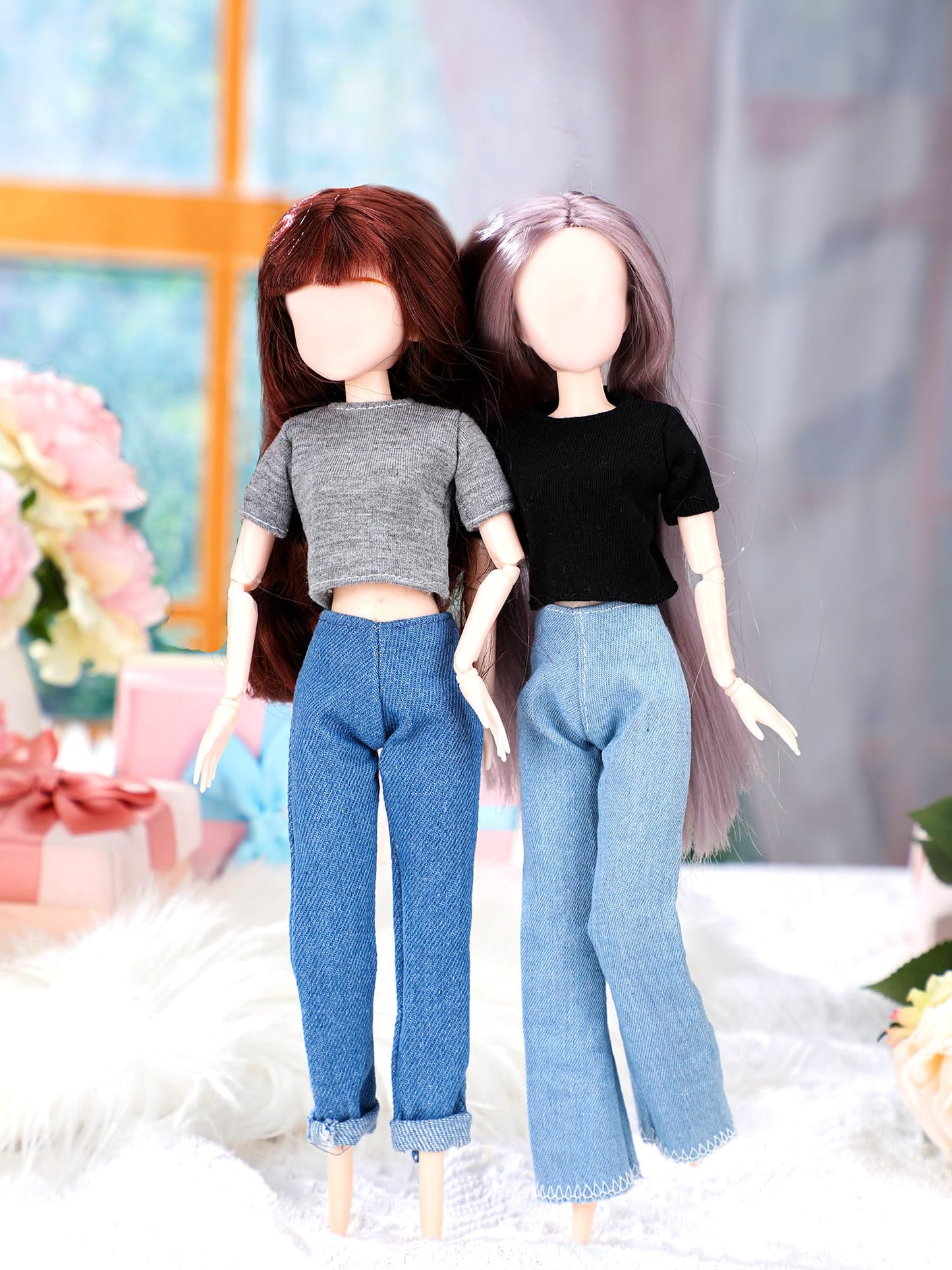 Bencailor 8 Pieces Christmas Doll Clothes Set for 11.5-Inch Dolls – Sweaters, Denim Pants & T‑Shirt
