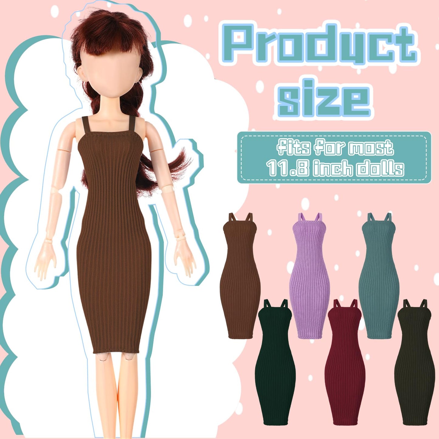 Bencailor 6 Pcs Doll Clothes Set for 11.8-Inch Dolls | Summer Tops, Swimwear, Dress & Coat