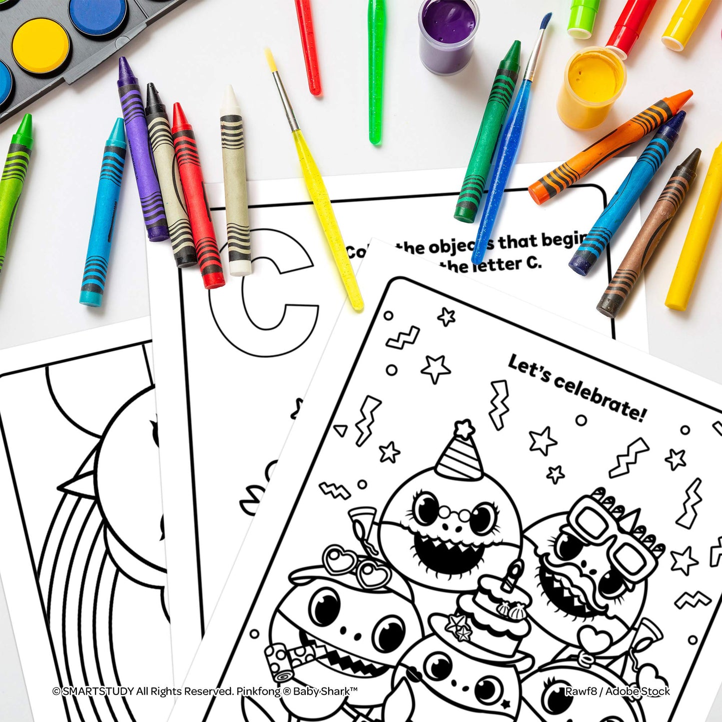 Bendon Baby Shark Imagine Ink Coloring Book with Mess-Free Marker — 16 Pages