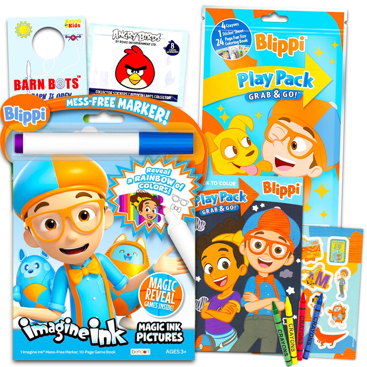 Bendon Blippi Coloring and Activity Books - Imagine Ink Mess-Free Coloring, Play Pack & Stickers