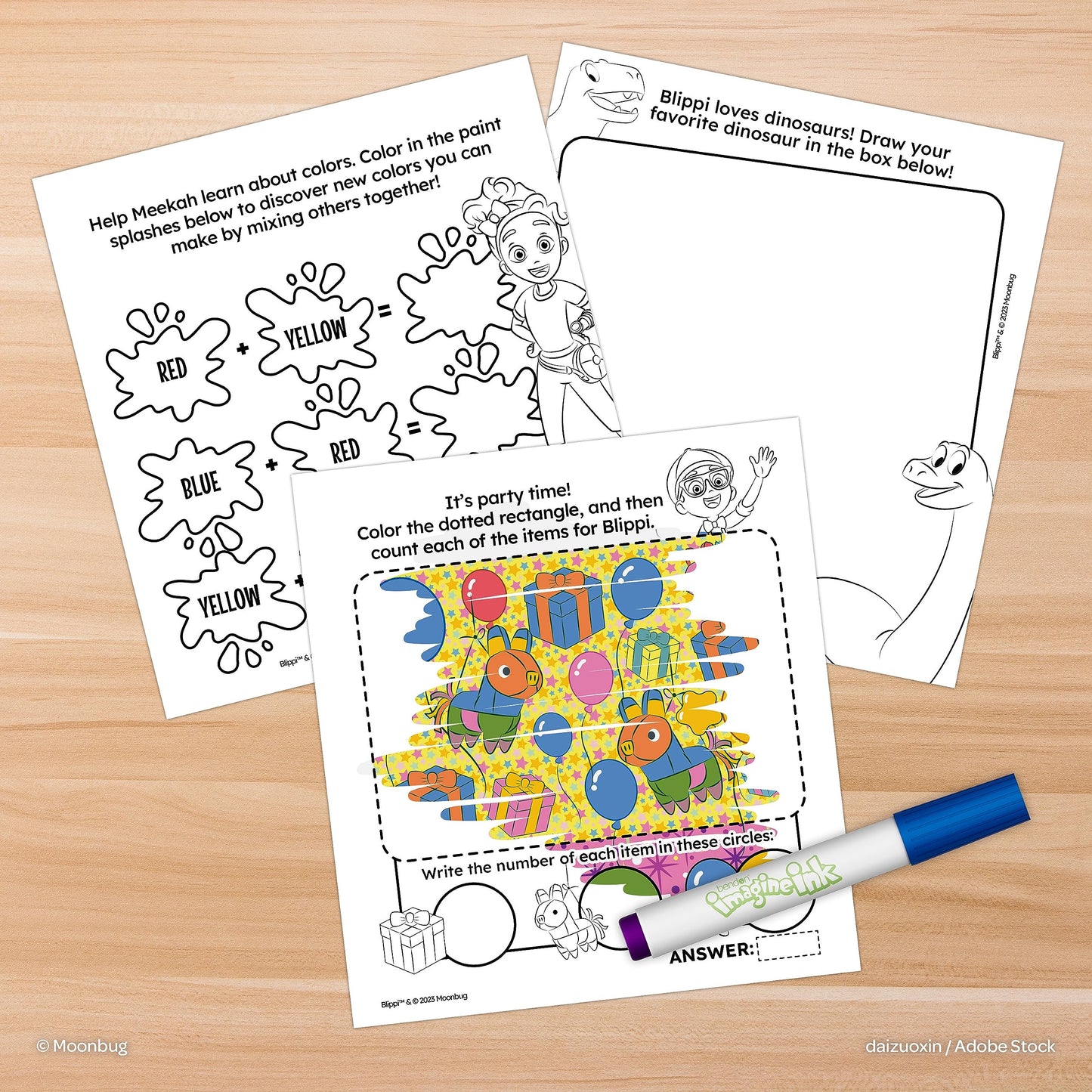 Bendon Blippi Imagine Ink 20-Page Coloring Book with Mess-Free Marker | 59090