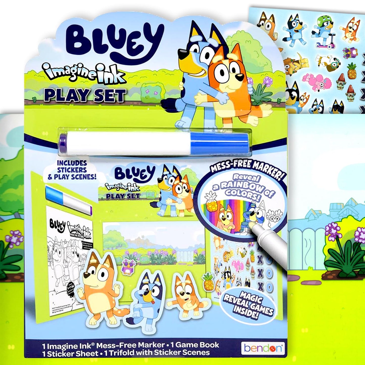 Bluey Imagine Ink Coloring & Stickers Set – Mess-Free Travel Activity by Bendon