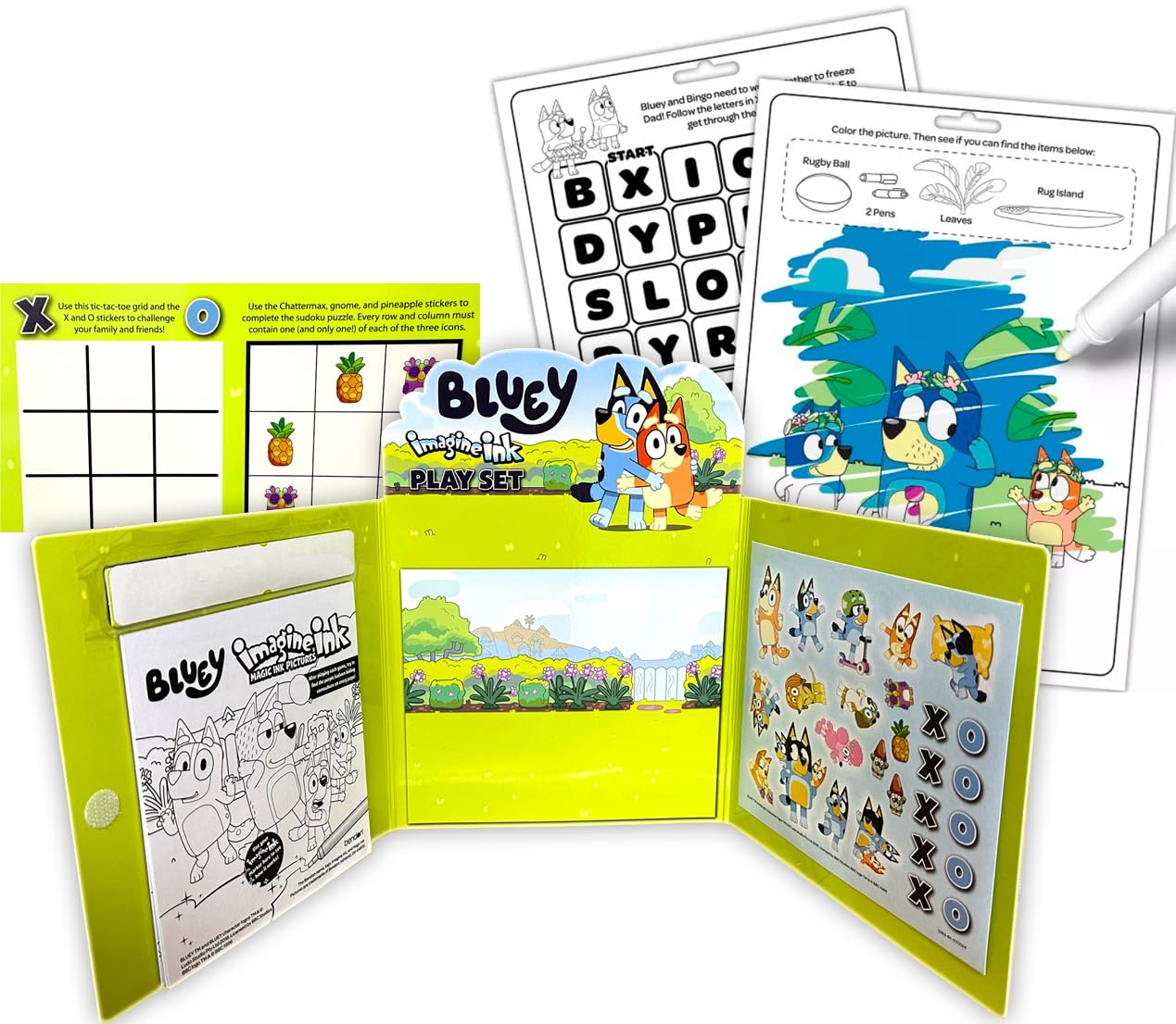 Bluey Imagine Ink Coloring & Stickers Set – Mess-Free Travel Activity by Bendon