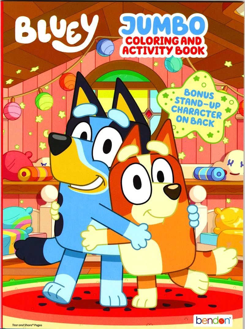 Bendon Bluey Coloring Activity Book & Sticker Set for Kids — Includes Paw Shape Pop Fidget Toy