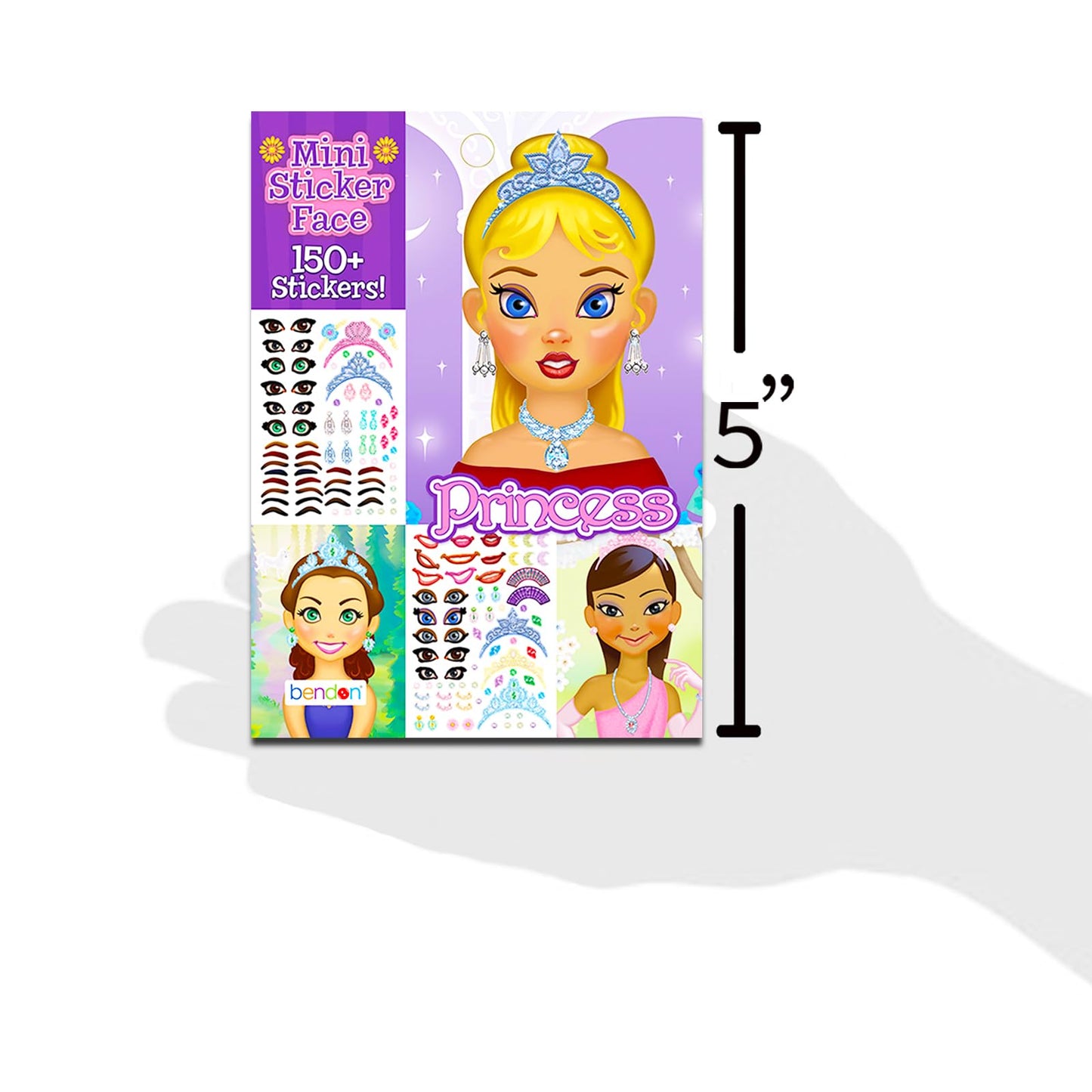 Bendon Create a Face Sticker Books 5x7 Bulk Set — 450+ Stickers, 3 Activity Books (Princess, Pets, Diva)