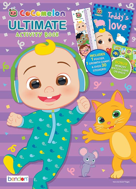 Bendon Cocomelon Coloring Book | 32 Pages, Poster, Growth Chart, 30+ Stickers