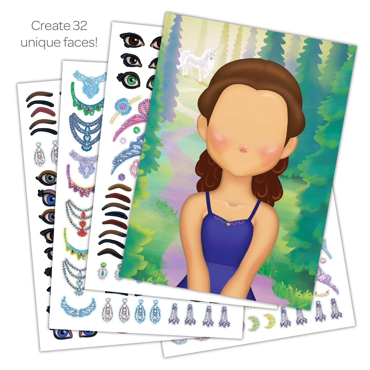 Bendon Create-A-Face Sticker Pad (Princess) – Reusable Sticker Play Pad for Kids 3+