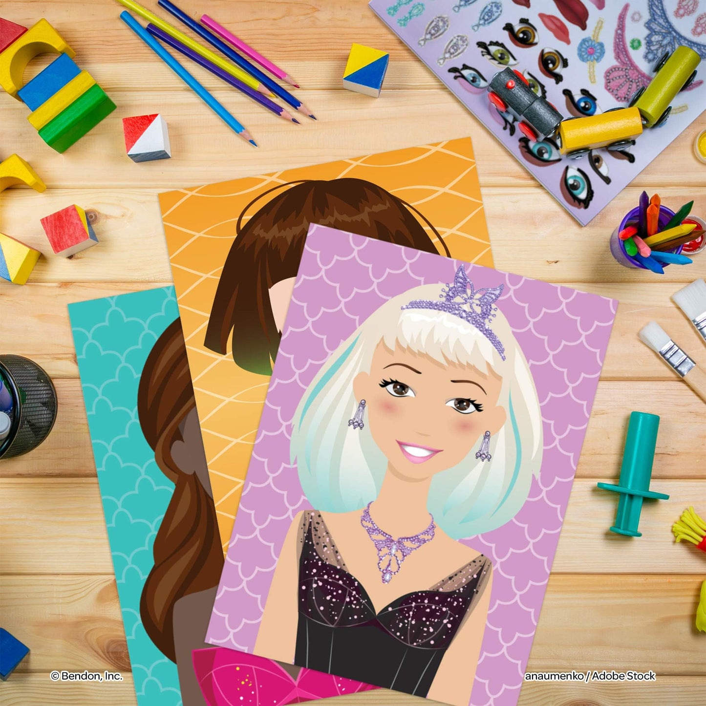 Bendon Create-A-Face Sticker Pad (Princess) – Reusable Sticker Play Pad for Kids 3+