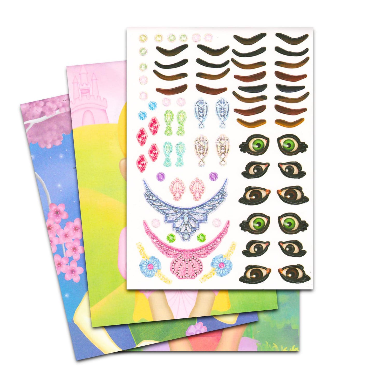 Bendon Create a Face Sticker Books 5x7 Bulk Set — 450+ Stickers, 3 Activity Books (Princess, Pets, Diva)