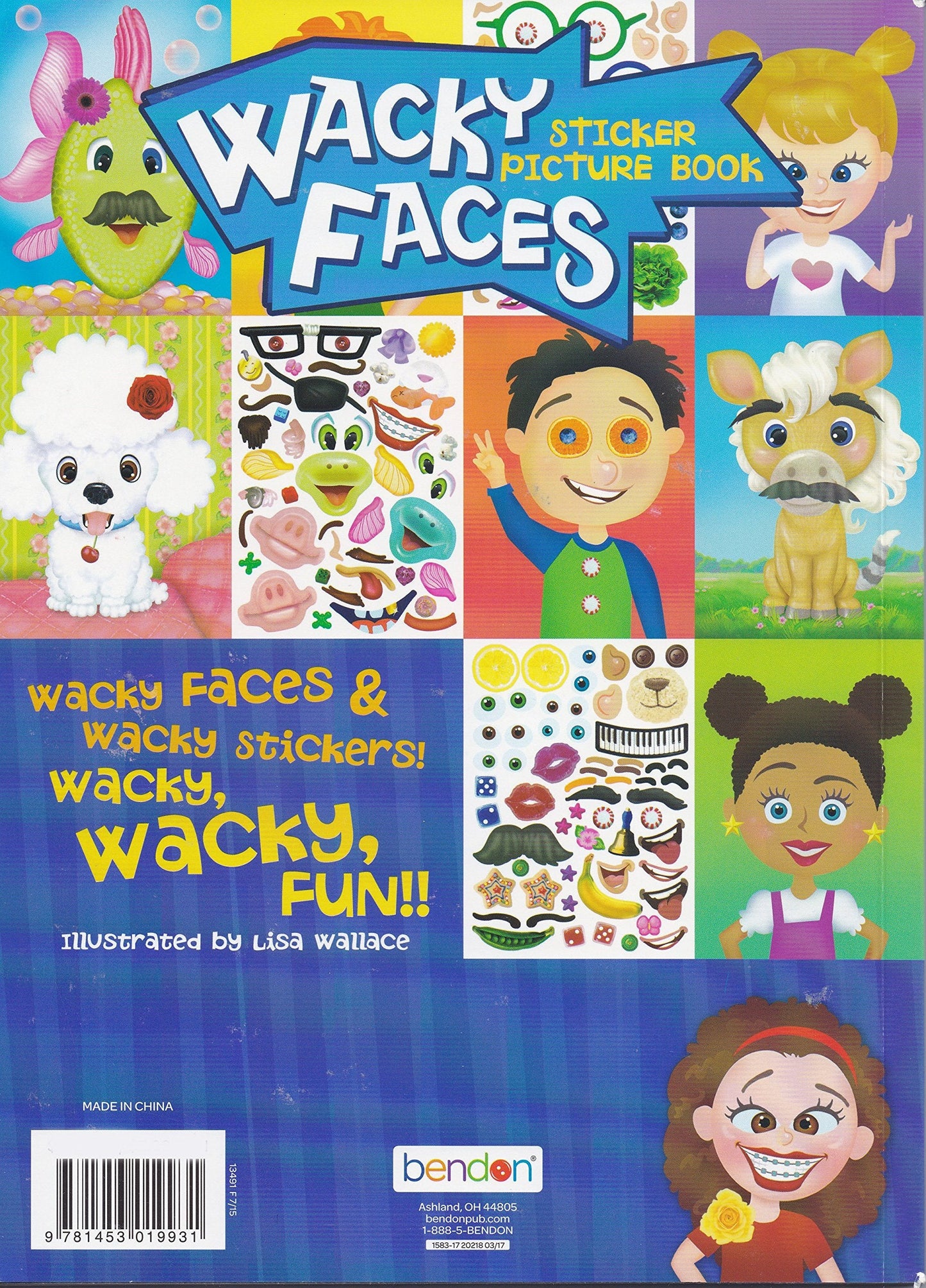 Bendon Create-A-Face Sticker Pad (Wacky Faces) – Open-Ended Sticker Play for Kids