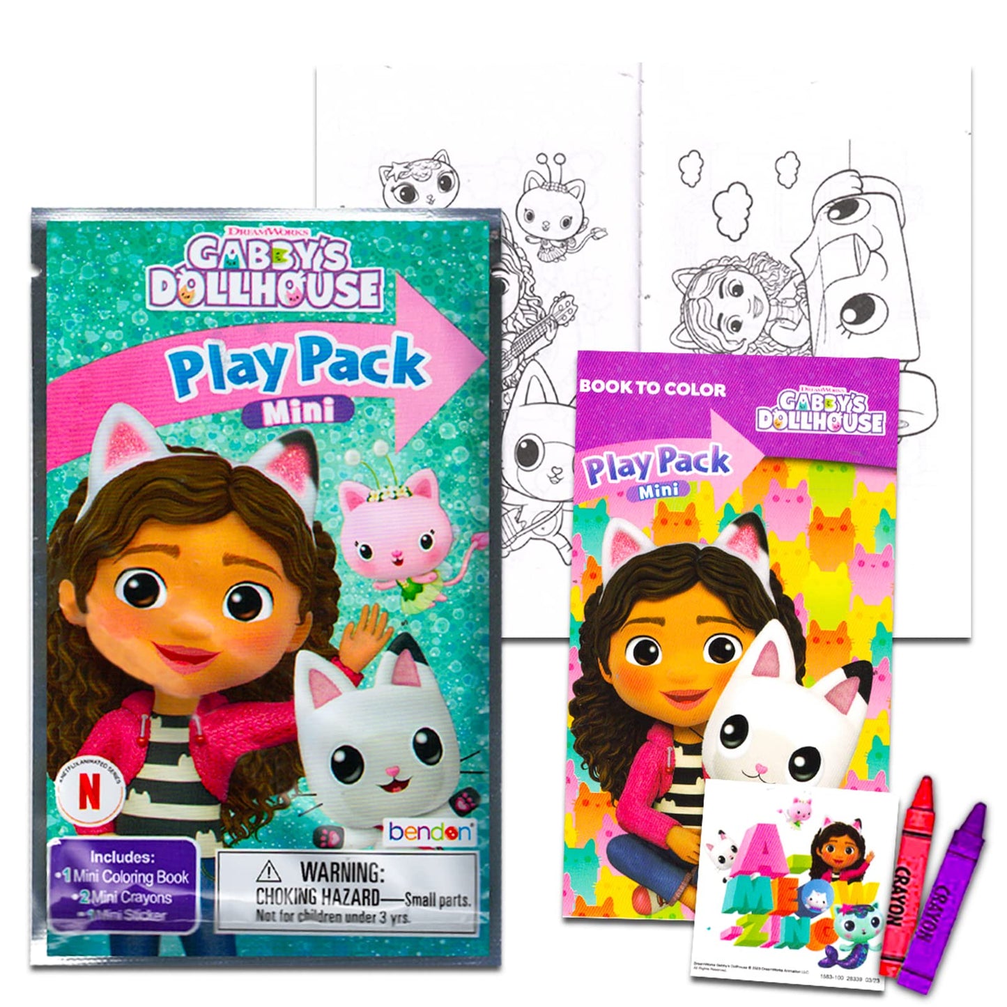 Bendon Gabby's Dollhouse Mini Party Favors: 24 Grab n Go Packs with Coloring Pages & Stickers
