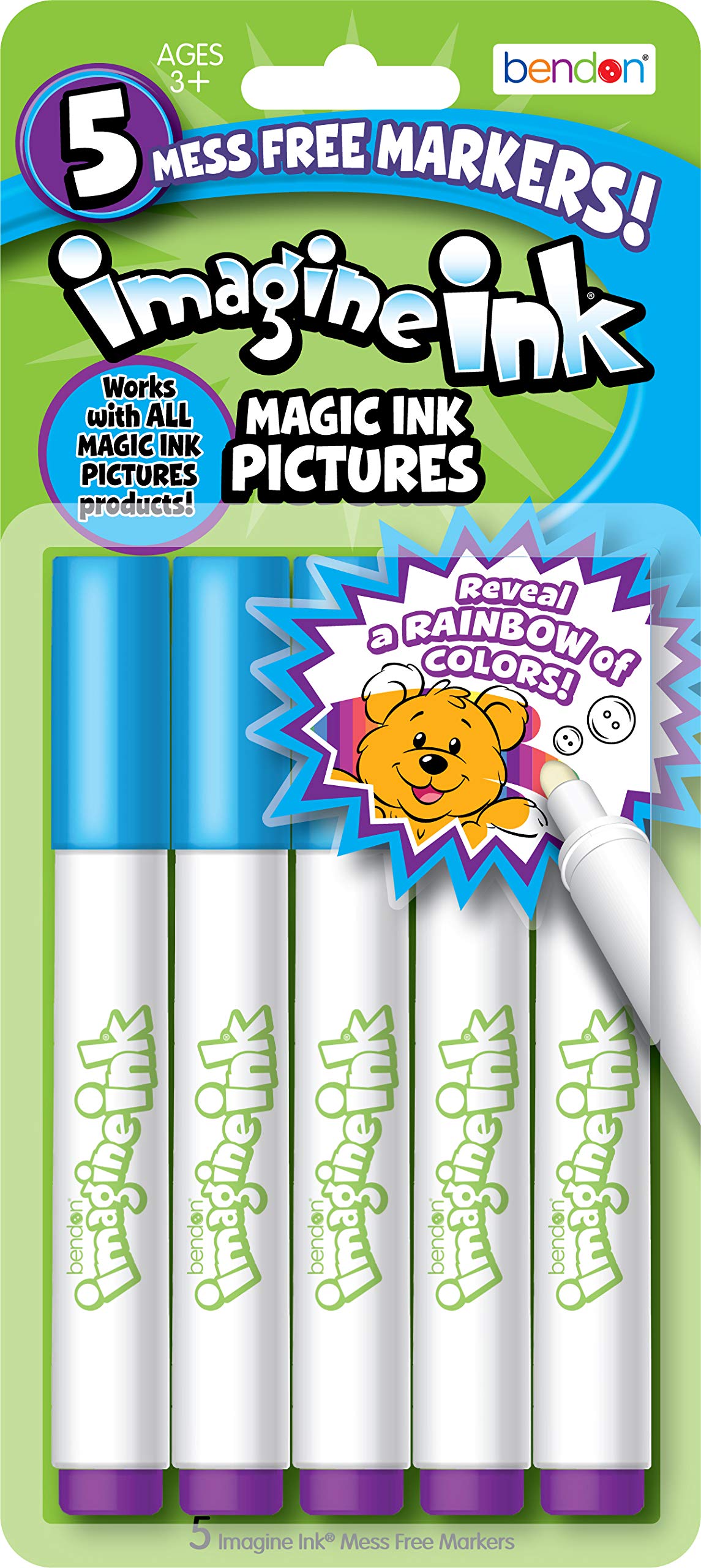 Bendon Imagine Ink Marker 5-Pack Refill – Mess-Free, Non-Toxic, for Group Coloring