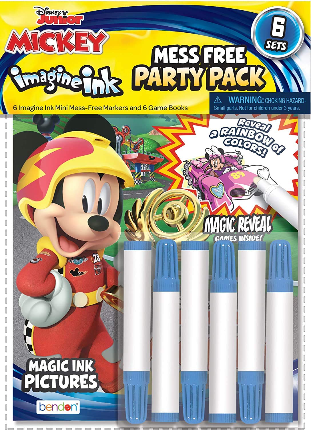 Bendon Bulk Imagine Ink Coloring Book Set for Boys – 6 No Mess Books with Sonic, Minecraft, Mickey, Spidey, Cars & Bluey