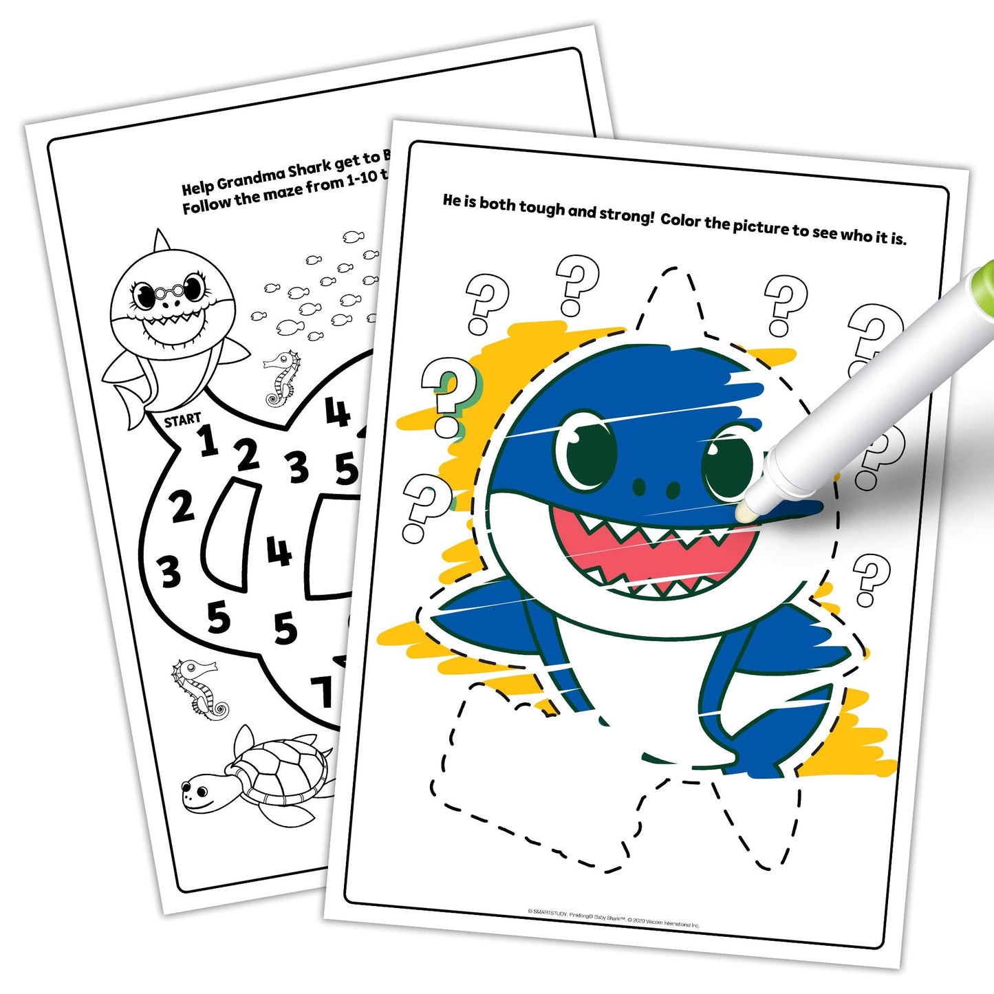 Bendon Baby Shark Imagine Ink Coloring Book with Mess-Free Marker — 16 Pages