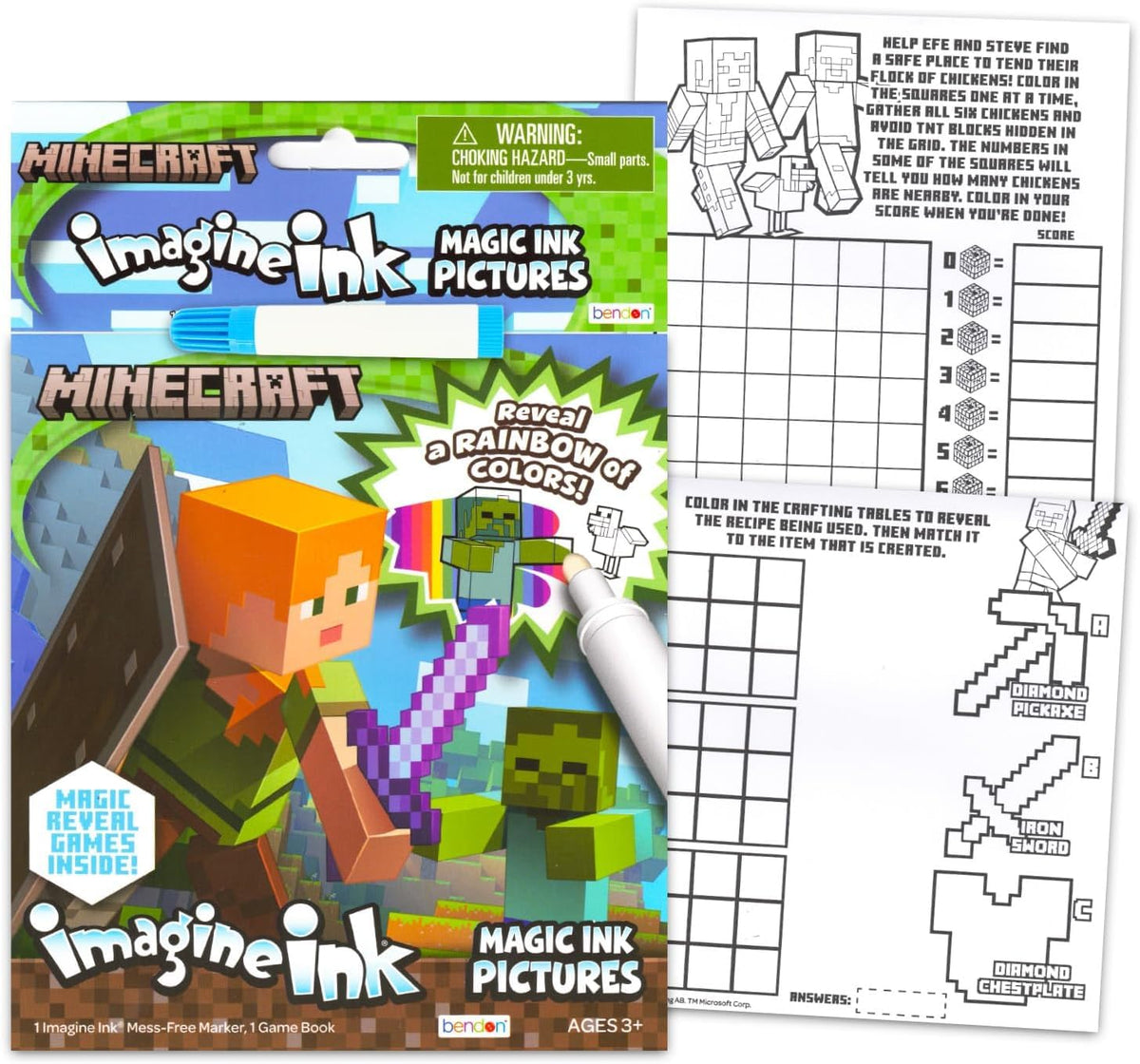 Bendon Bulk Imagine Ink Coloring Book Set for Boys – 6 No Mess Books with Sonic, Minecraft, Mickey, Spidey, Cars & Bluey