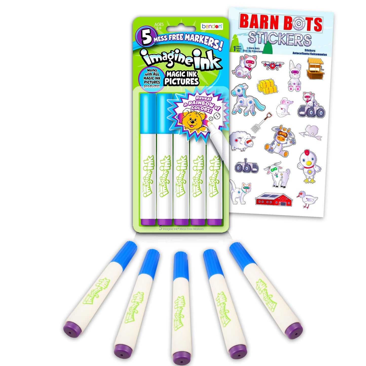 Bendon Imagine Ink Marker Replacement Bundle – 5pc Refills for Coloring Books