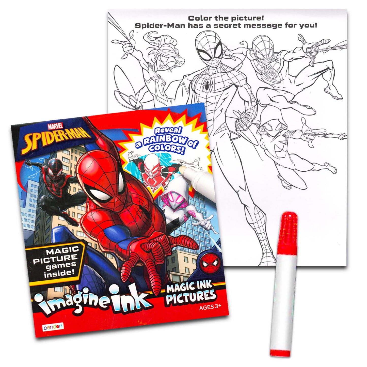 Bendon Bulk Imagine Ink Coloring Book Set for Boys – 6 No Mess Books with Sonic, Minecraft, Mickey, Spidey, Cars & Bluey
