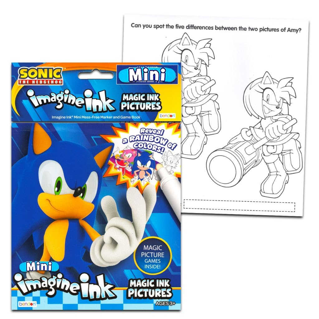 Bendon Bulk Imagine Ink Coloring Book Set for Boys – 6 No Mess Books with Sonic, Minecraft, Mickey, Spidey, Cars & Bluey