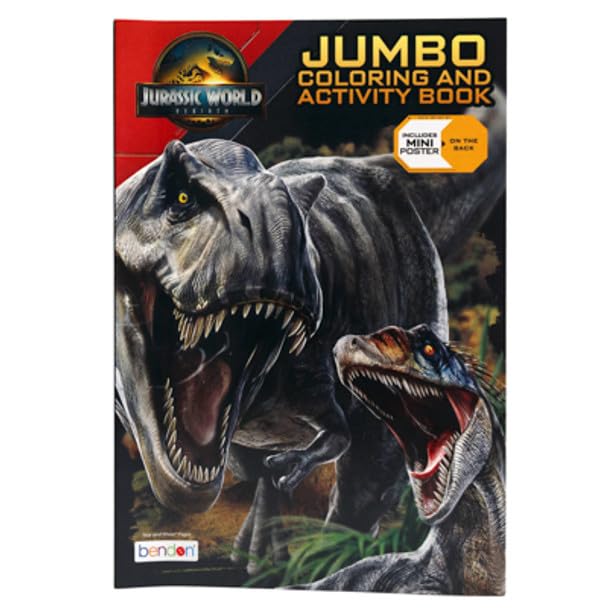 Bendon Jurassic World Jumbo Coloring & Activity Book – 96 Pages (Cover Varies)