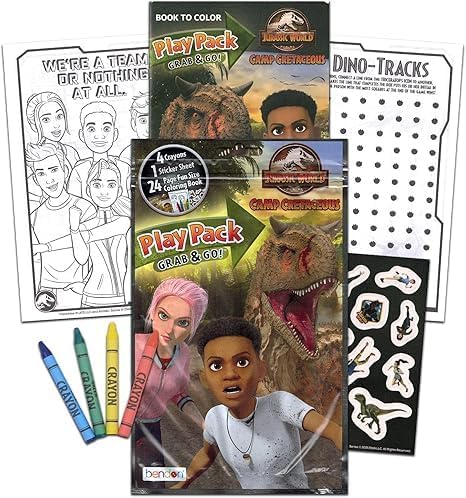 Bendon Jurassic World Camp Cretaceous Coloring Book Set with Stickers | Chaos Theory Dino Coloring & Imagine Ink Bundle