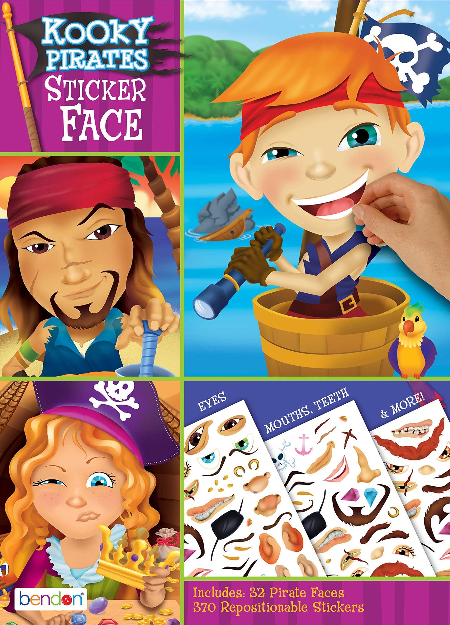 Bendon 42422 Kooky Pirates Create-a-Face Sticker Book – Open-Ended Sticker Play for Kids 3+
