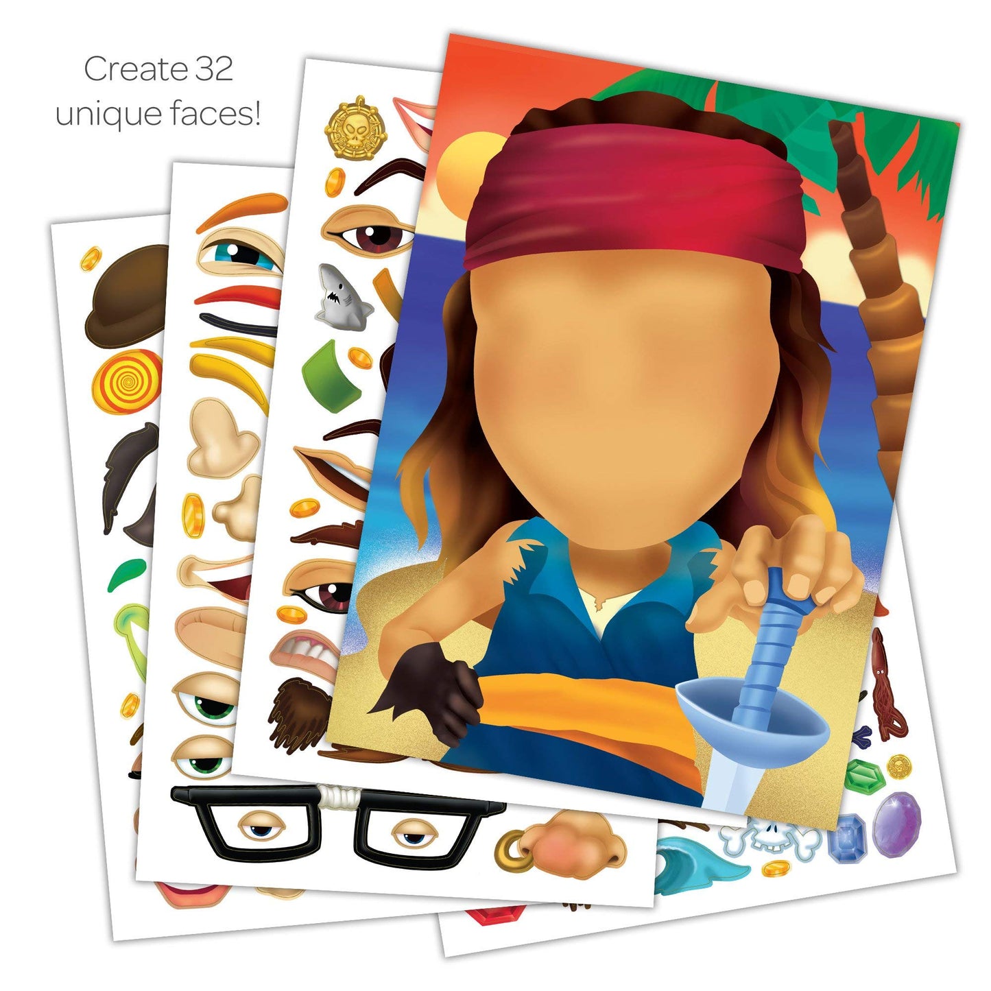 Bendon 42422 Kooky Pirates Create-a-Face Sticker Book – Open-Ended Sticker Play for Kids 3+