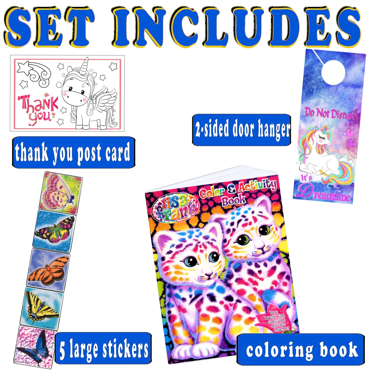 Bendon Lisa Frank Coloring Book & Stickers Activity Set | Coloring Book, Stickers, Door Hanger