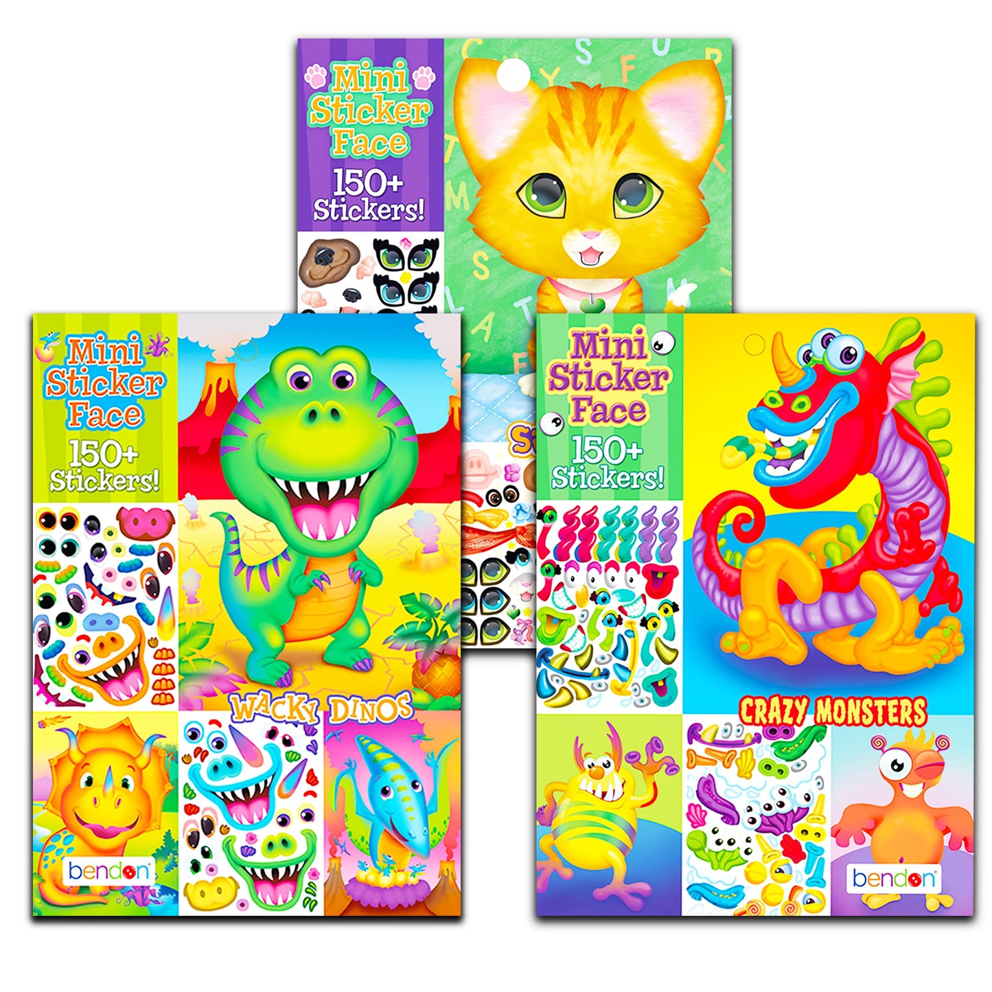 Bendon Make a Face Sticker Books Set – 3 Deluxe Sticker Books with 1,000+ Stickers