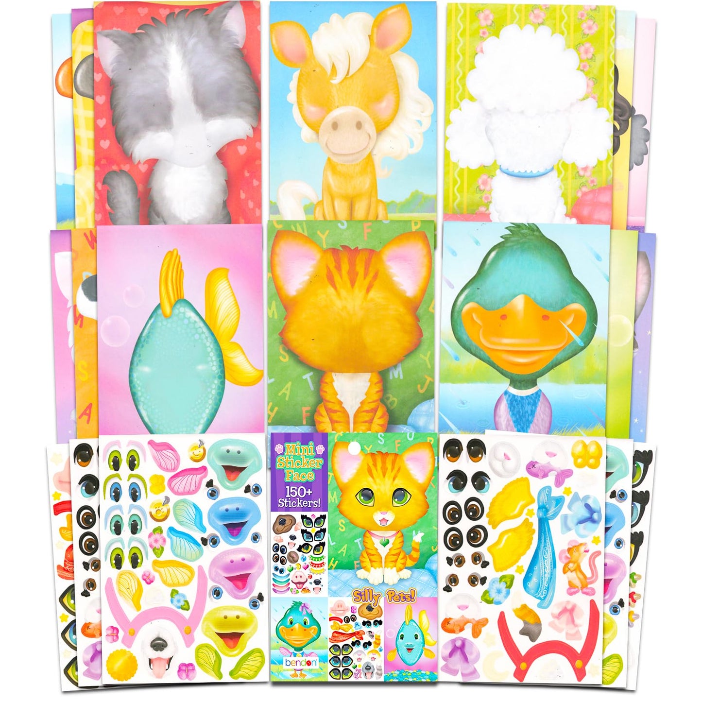 Bendon Make a Face Sticker Books Set – 3 Deluxe Sticker Books with 1,000+ Stickers