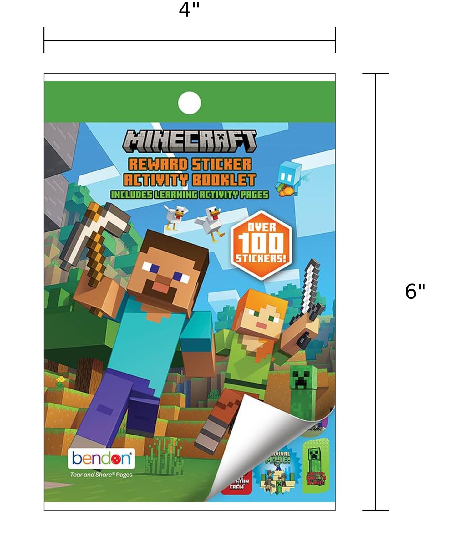 Bendon Minecraft Coloring Book — Officially Licensed, 80 Pages, 4x6 Inch Pixel Art Activity Book