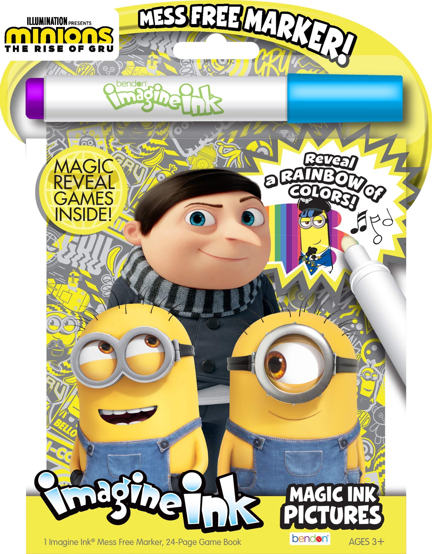 Bendon Minions Rise of Gru Imagine Ink 24-Page Mess-Free Coloring Book