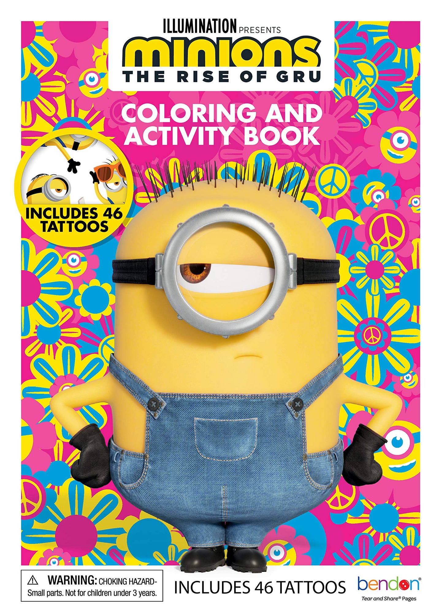Bendon Minions Rise of Gru 48-Page Coloring & Activity Book with Tattoos