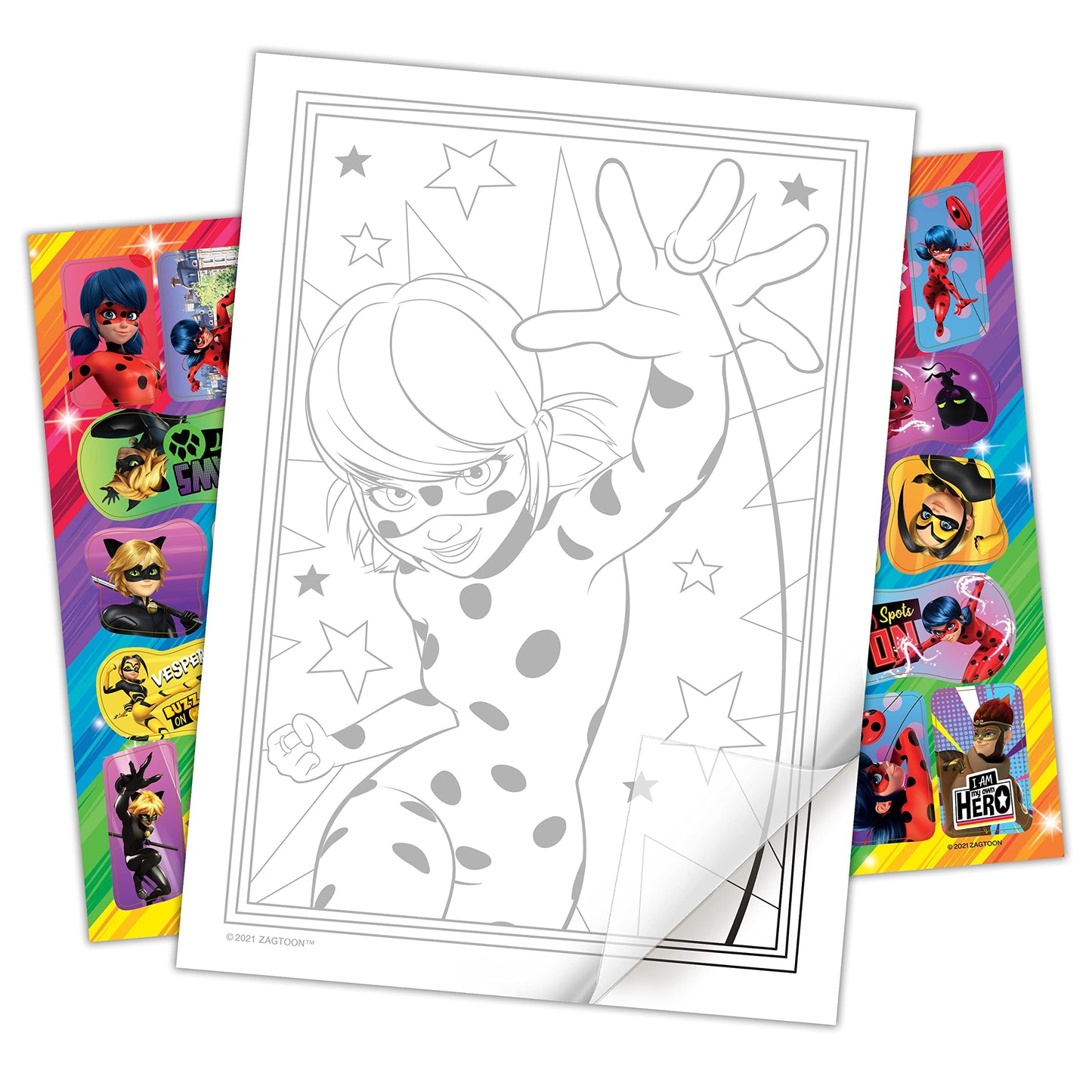 Bendon Miraculous Color & Trace Coloring Book – 48 Pages, 30+ Stickers, Tracing Sheets (Licensed) 52562